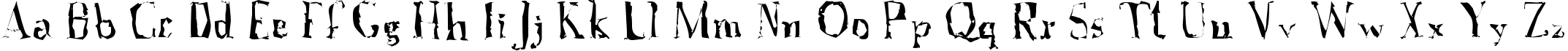 Пример написания английского алфавита шрифтом A Font with Serifs. Disordered