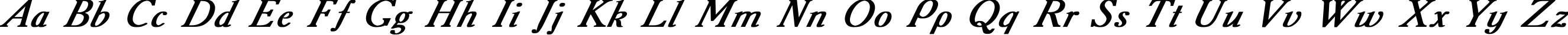 Пример написания английского алфавита шрифтом Academy Italic Bold Italic