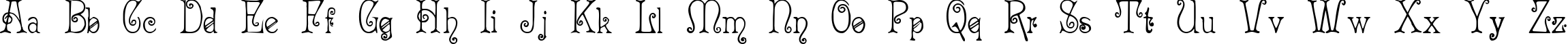 Пример написания английского алфавита шрифтом Acadian Cyr