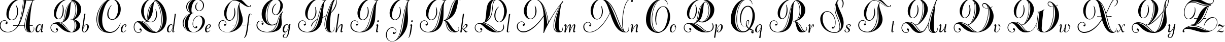 Пример написания английского алфавита шрифтом Adana script