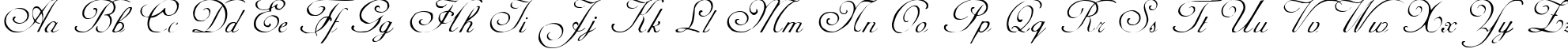 Пример написания английского алфавита шрифтом Adine Kirnberg