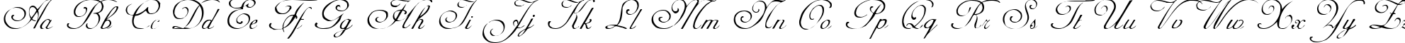 Пример написания английского алфавита шрифтом AdineKirnberg Regular