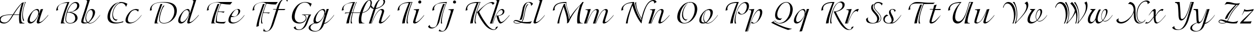 Пример написания английского алфавита шрифтом Adorable