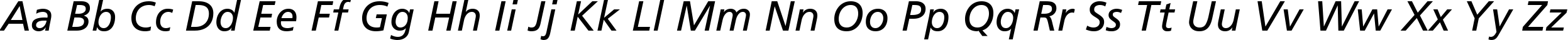 Пример написания английского алфавита шрифтом AG Foreigner Italic Medium