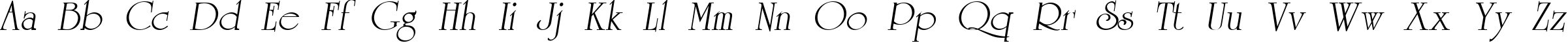 Пример написания английского алфавита шрифтом AG_University Italic