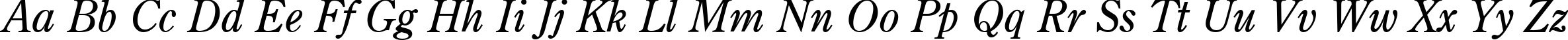 Пример написания английского алфавита шрифтом AGCenturion Italic