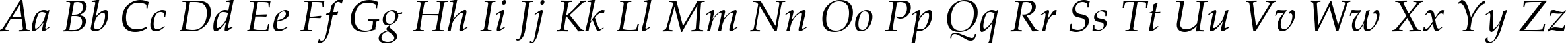 Пример написания английского алфавита шрифтом AGPalatial Italic