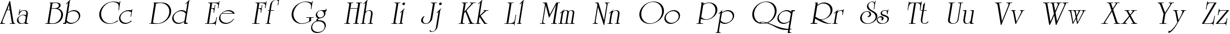 Пример написания английского алфавита шрифтом AGReverence Oblique Medium