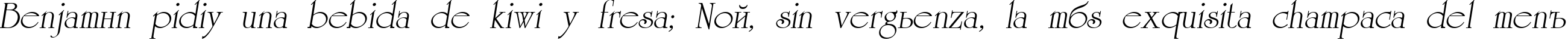 Пример написания шрифтом AGReverence Oblique Medium текста на испанском