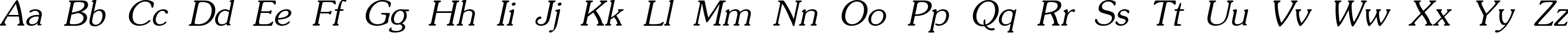 Пример написания английского алфавита шрифтом AGSouvenirCyr Italic