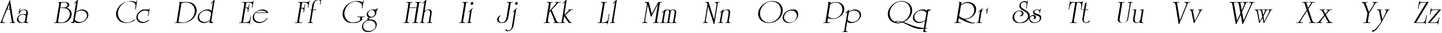 Пример написания английского алфавита шрифтом AGUniversityCyr Oblique Medium
