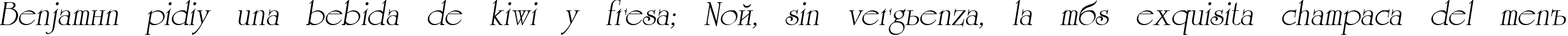 Пример написания шрифтом AGUniversityCyr Oblique Medium текста на испанском