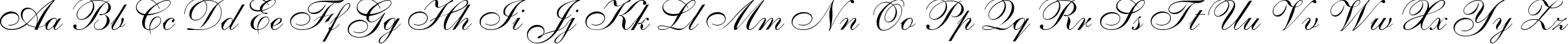 Пример написания английского алфавита шрифтом Allegretto Script One