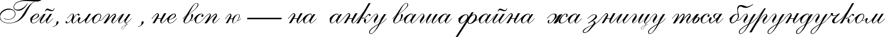 Пример написания шрифтом Allegretto Script One текста на украинском
