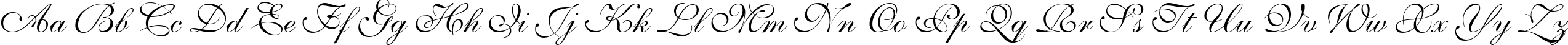 Пример написания английского алфавита шрифтом Allegretto Script Two