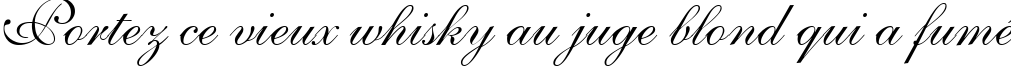 Пример написания шрифтом Allegretto Script Two текста на французском