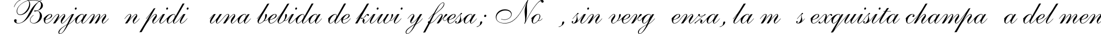 Пример написания шрифтом AllegroScript Italic текста на испанском