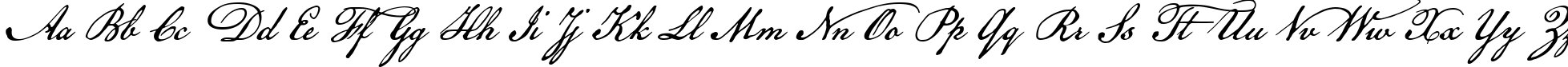 Пример написания английского алфавита шрифтом American Scribe