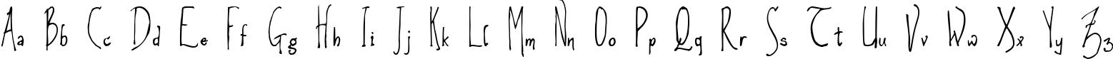 Пример написания английского алфавита шрифтом Amethyst Zucchini