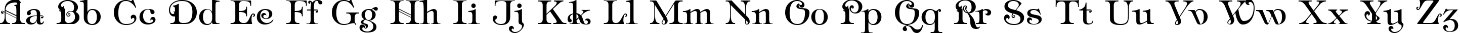 Пример написания английского алфавита шрифтом Ampir Deco