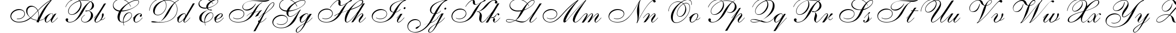 Пример написания английского алфавита шрифтом AnastasiaScript
