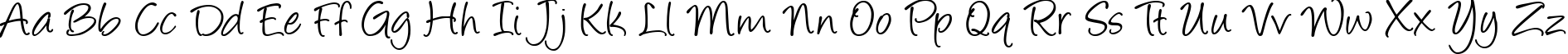 Пример написания английского алфавита шрифтом Angelina