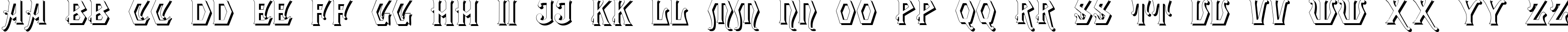 Пример написания английского алфавита шрифтом Angular Shadow