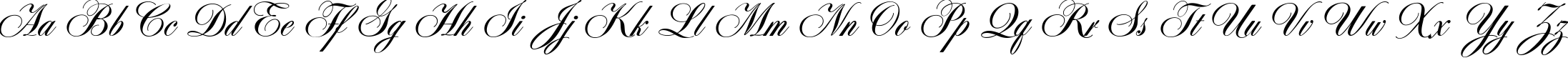 Пример написания английского алфавита шрифтом Antonella script