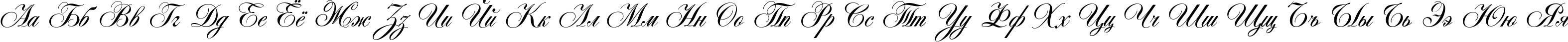Пример написания русского алфавита шрифтом Antonella script