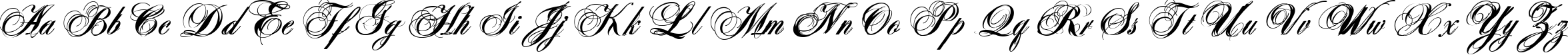Пример написания английского алфавита шрифтом Antonella script X Bold