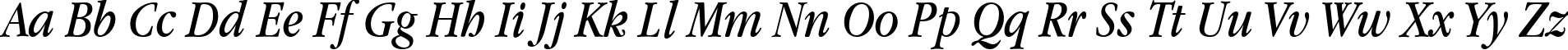 Пример написания английского алфавита шрифтом Apple Garamond Italic