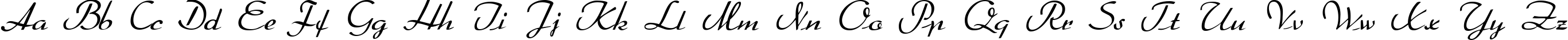 Пример написания английского алфавита шрифтом Arabella