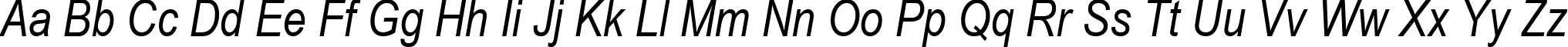 Пример написания английского алфавита шрифтом Ariac  Italic