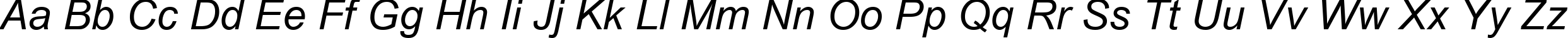 Пример написания английского алфавита шрифтом Arial Cyr Italic
