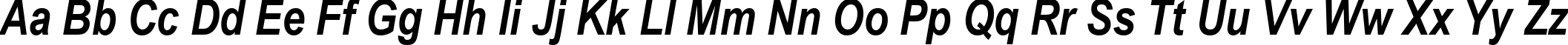 Пример написания английского алфавита шрифтом Arial Narrow Bold Italic