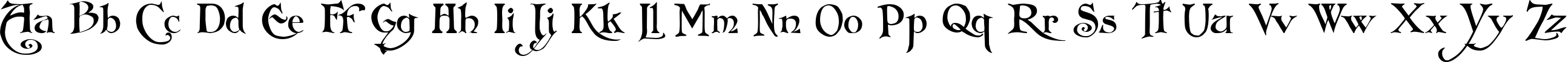 Пример написания английского алфавита шрифтом Arlekino