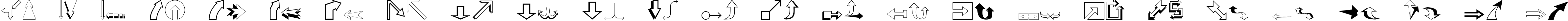 Пример написания английского алфавита шрифтом Arrows2