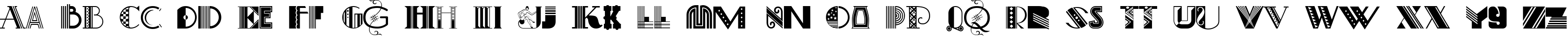 Пример написания английского алфавита шрифтом Art-Decoretta