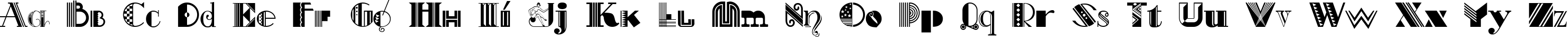 Пример написания английского алфавита шрифтом Art-Decorina