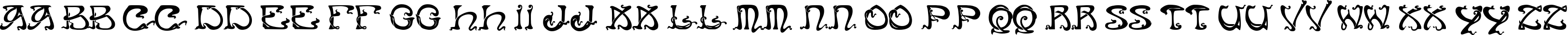 Пример написания английского алфавита шрифтом Art Nouveau Caps