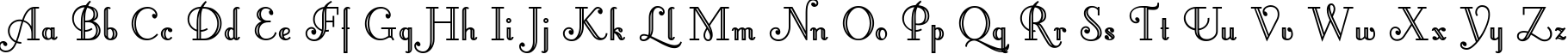 Пример написания английского алфавита шрифтом Artemis Deco