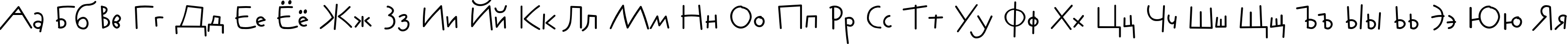 Пример написания русского алфавита шрифтом AuktyonZ