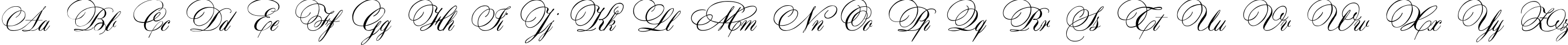 Пример написания английского алфавита шрифтом Aurora Script
