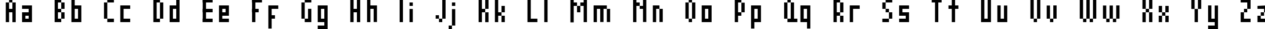Пример написания английского алфавита шрифтом AuX DotBitC Compressed