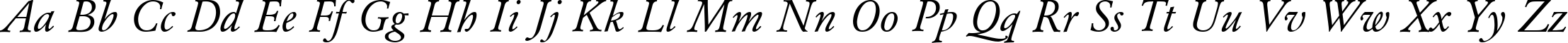 Пример написания английского алфавита шрифтом AZGaramondCTT-Italic