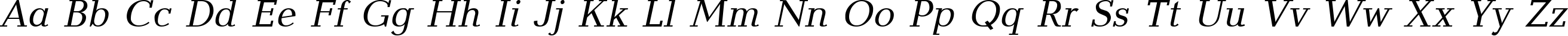 Пример написания английского алфавита шрифтом BalticaCTT Italic
