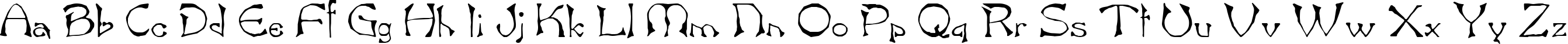 Пример написания английского алфавита шрифтом Bard.kz