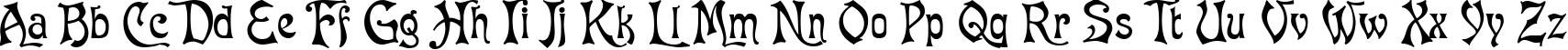 Пример написания английского алфавита шрифтом Baron Munchausen Normal