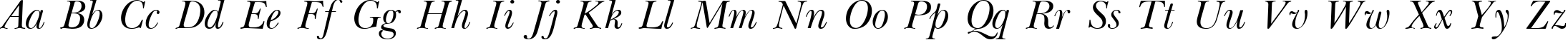 Пример написания английского алфавита шрифтом Baskerville Light Italic