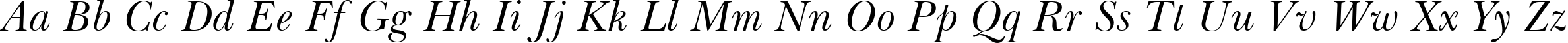 Пример написания английского алфавита шрифтом Baskerville Italic Win95BT